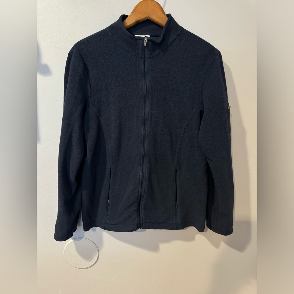 LL Bean Fleece Jacket Womens Size L Full Zip Blue